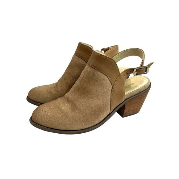 Chocolat Blu Abis suede Backless Booties Size 6.5 tan boho western chic - Picture 1 of 13